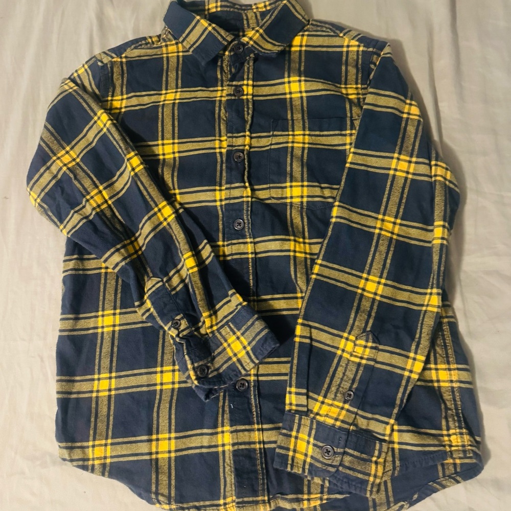 Cat & Jack Yellow and Black Plaid Shirt